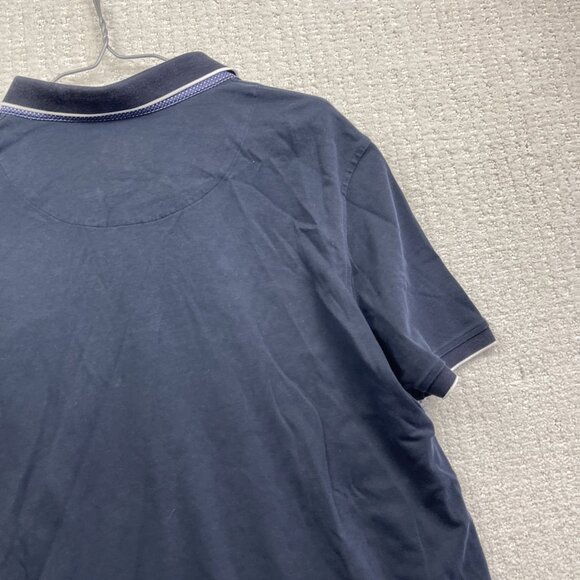 Au Noir Mens Polo 1X Cotton Dark Blue Collar Casual Stretch Golf Sports Read - Picture 16 of 16